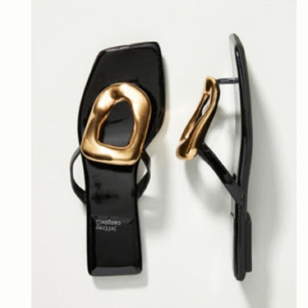 Jeffrey Campbell Black and Gold Sandals